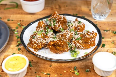 Yum Yum Boneless Korean fried chicken served at Pali Pali Pizza in Palatine, IL